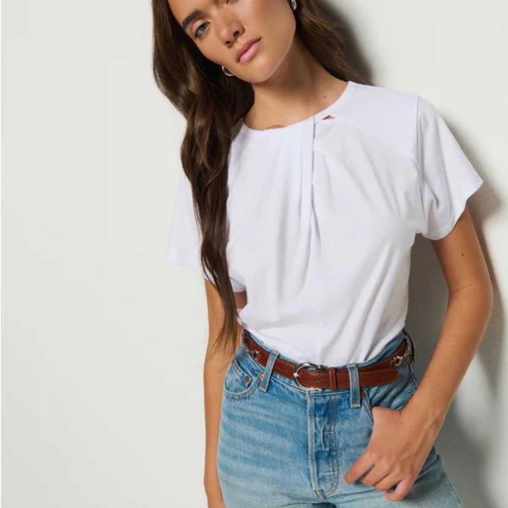 Nation LTD Salonie Pleated Tee - White - Sze Medium - NWT
